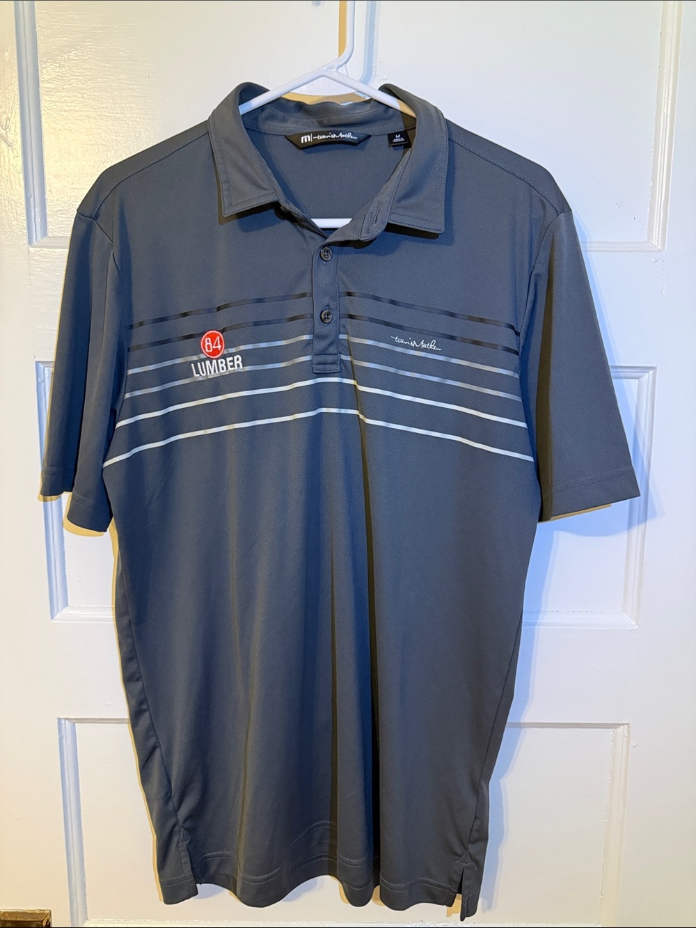 Travis Mathew Gray Short-Sleeve Polo with Stripe Detail